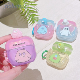 Airpods 4 Pro 2 3 1 創意 3D 怪物裝飾卡通對比色軟 TPU 防震藍芽無線耳塞保護套外殼帶防丟環耳機