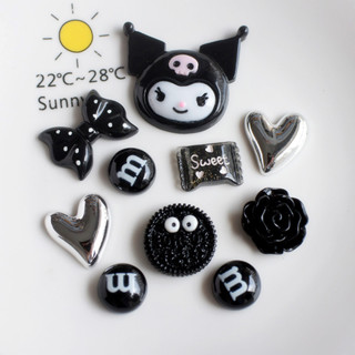 黑色愛心蝴蝶結樹脂首飾配件孔鞋 DIY crocs Charms jibbitz crocs jibbitz crocs