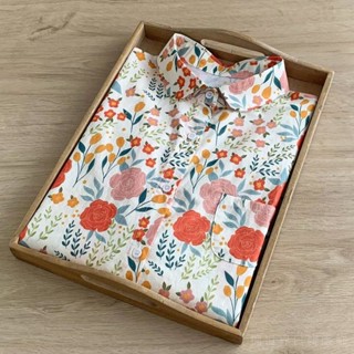 【臺灣出貨】正品 【臺灣出貨】棉世界 日系森女碎花襯衫女長袖寬鬆大碼襯衣設計感小眾上衣春鞦外套 女裝 日系女裝