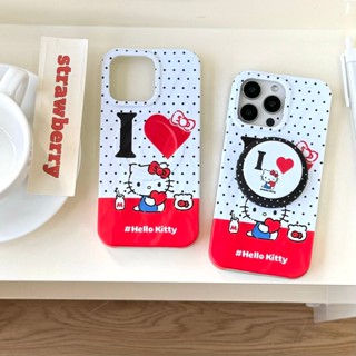 紅色愛心圓點貓小貓支架膜 TPU 保護套適用於 Apple IPhone 16 15 14 13 Pro Max 防震保