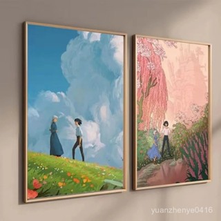 哈爾的移動城堡帆布墻藝術 - 宮崎駿動漫海報印刷品適閤客廳裝飾 GSWY