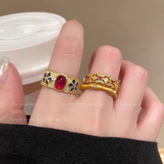 宮廷風~金色琺琅竹節戒指指環
