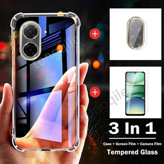 XIAOMI Redmi A5 A 5 4G 2025 小米手機殼透明透明後蓋防震緩衝軟 TPU 螢幕相機鏡頭保護膜鋼化