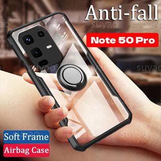適用於 infinix Note 50 Pro 4G 2025 亞克力支架環磁性手機殼透明裝甲外殼 Note50Pro