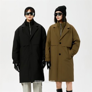 【升級面料】韓國男生中長款羽絨服女生情侶西裝外套品牌同款過膝長款羽絨服零下-20°白鴨絨保暖禦寒防風防潑水雪地外套大衣