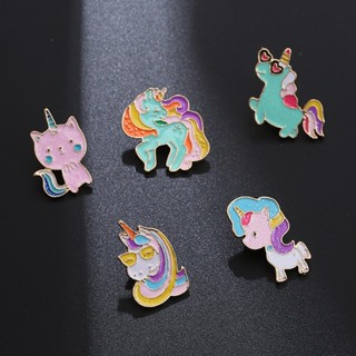 卡通動物胸針彩色獨角獸琺瑯別針衣服袋徽章送給朋友的禮物