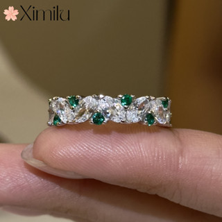 ♥ 奢華璀璨閃耀輕奢小眾戒指仙女款綠鑽飾品