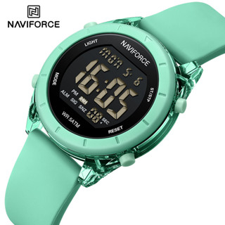 Naviforce NF7108 女士休閒百搭手錶 5ATM 防水液晶數字矽膠錶帶電子手錶 Relogio Femini