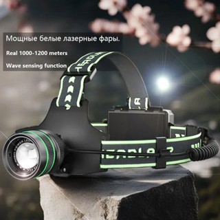 60w LED 強力頭燈 USB 充電 1000M 遠程頭燈感應燈,用於野營釣魚
