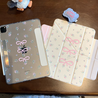 磁吸分離 粉花蝴蝶結 印花亞克力背板適用於 iPad Pro 13寸 Air6 5 4 10 9 8 mini7 保護套