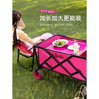 秋天家居~ 【可貨到付款】原始人芭比露營推車戶外營地旅行可折疊手推野餐野營多功能便攜車
