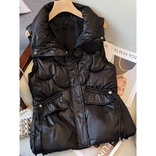 💖臺灣出貨💖 新款羽絨棉服馬甲外套 2024韓版免洗亮面羽絨棉馬甲女 短款寬鬆立領馬夾 秋冬外穿坎肩背心