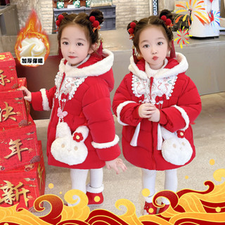 冬季紅色新年女童羽絨棉衣女寶寶冬裝加厚羽絨服