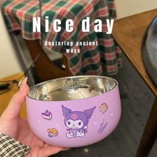兒童碗 不鏽鋼碗 正品美樂蒂餐具316不銹鋼碗兒童飯碗庫洛米學生上班族泡麵碗帶蓋