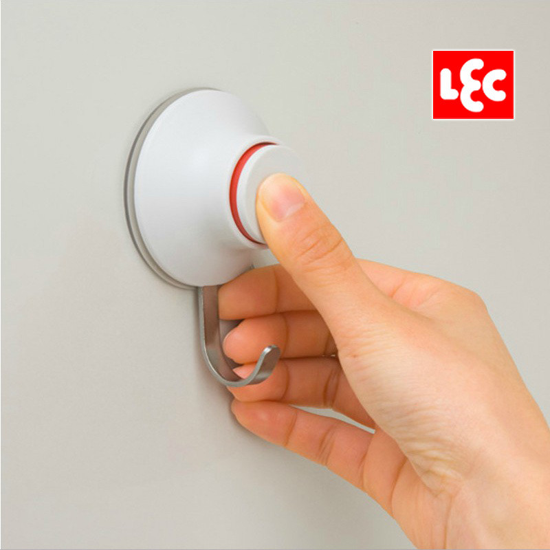 feca 掛鉤 日本LEC按壓式強力吸盤掛鉤吸壁式超強無痕粘鉤高承重 5KG
