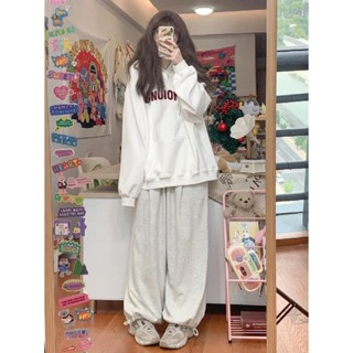【Style·千語】大學T美式白色連帽 衛衣女秋寬鬆薄款 美式外套寬鬆休閒 oversize薄款刷毛帽t外套