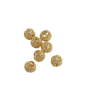 宏雲Hongyun-tl- （10pcs/份）- 14k包金保色批花鏤空花紋銅錢球 diy手工飾品配件 手鍊串隔珠材料