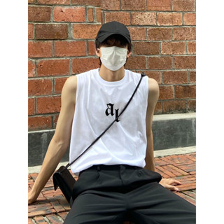 時尚男裝 背心 男生 無袖 美式運動背心男健身夏季外穿無袖T恤籃球字母印花純棉打底上衣潮 運動背心 健身背心