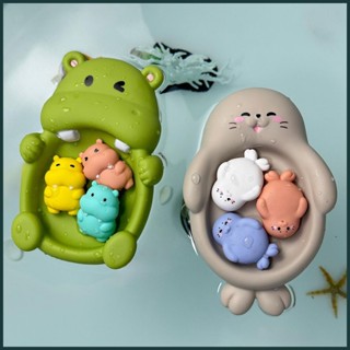 浴缸浮動玩具 4X 橡膠動物嬰兒沐浴淋浴玩具學習玩具套裝適合 18 個月大的兒童女孩男孩 banitw