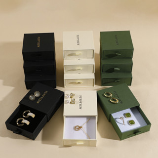 客製化 首飾盒 logo定製 抽屜紙盒 帶紋理 首飾盒 戒指盒 耳釘 項鏈 珠寶 禮品 包裝盒