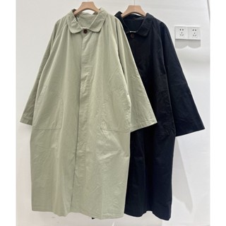 秋季新品 日系復古韓版素色寬鬆翻領長袖風衣外套女 DC3Y