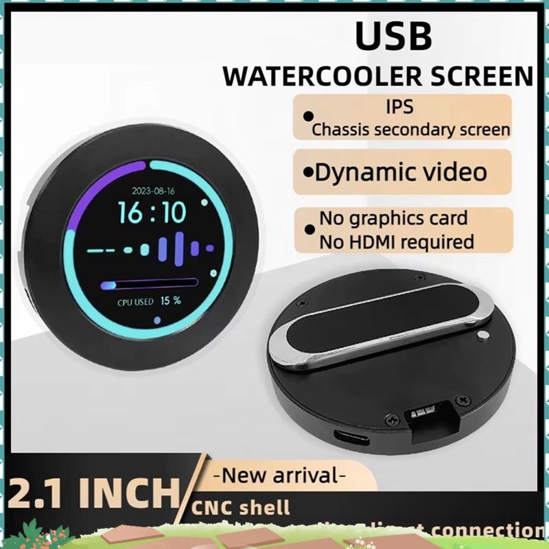 2.1 英寸 CPU/GPU 冷卻器圓形 LCD 顯示屏,用於水冷系統的 AIO 電腦溫度顯示器,PC 傳感器面板 qe