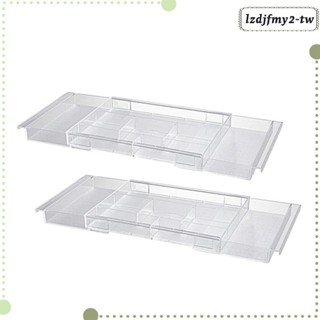 [LzdjfmydcTW] 2 件透明桌面收納盒化妝展示櫃帶防滑底部多功能滑出式梳妝臺收納盒
