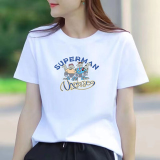愛依依 短袖T恤 純色上衣 印花上衣 M-2XL夏季寬鬆大碼女裝百搭半袖上衣-3554.