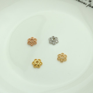 宏雲Hongyun-tl- (50pcs/份)- 14K包金保色6mm梅花託 diy手工飾品配件 自製手串隔珠水晶花帽