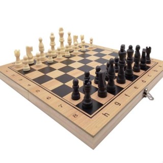『臺現』 高檔國際象棋木質棋盤折疊便攜式收納盒黑白棋盤木製玩具教學棋具 中國象棋 象棋