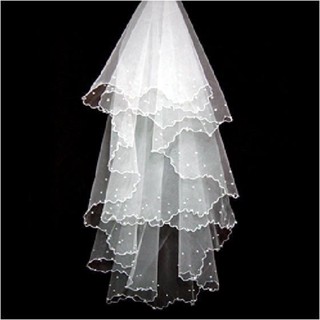 頭紗 veil 【4333人收藏】新娘韓系白色小珍珠頭紗1.5米結婚禮服配飾 Wedd Veil現貨 25-4-3