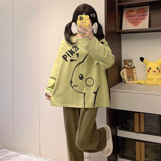 現貨 皮卡丘 長袖睡衣 純棉家居服 可愛睡衣 女睡衣 春秋 居家服 大尺碼睡衣 兩件式睡衣 親子睡衣 純棉睡衣 卡通睡衣