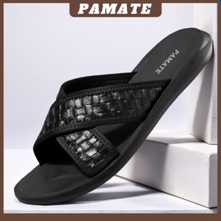 Hitam Flat Teplek 時尚男士涼鞋防滑黑色棕色橡膠涼鞋酷成人所有 PAMATE 男士涼鞋舒適家居時尚涼鞋防