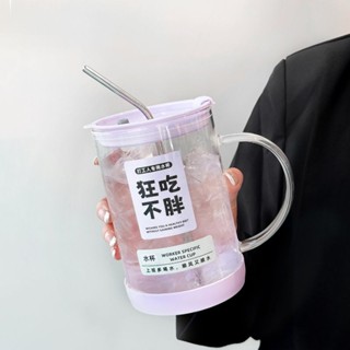 爆品特賣1000M玻璃杯大容量吸管水杯辦公室杯子ins夏季帶蓋高顏值喝水杯dd