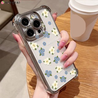 適用於 OnePlus 13 12 11 Ace 3 2 Pro 手機殼漸變藍色白色花朵花朵碎花簡約可愛夏季電鍍豪華防震