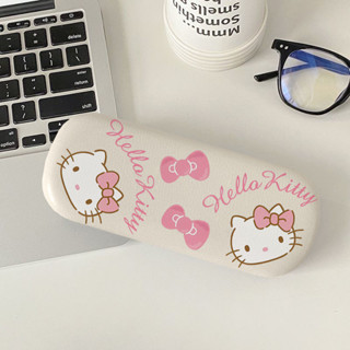 HelloKitty凱蒂貓眼鏡盒高階感奶油眼鏡收納盒便攜式近視pu皮眼鏡盒墨鏡