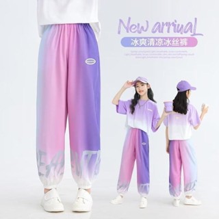 Angel Baby 臺灣現貨 女童長褲 女童防蚊褲夏季薄款兒童休閒運動褲冰絲2025新款女孩大童夏裝褲子