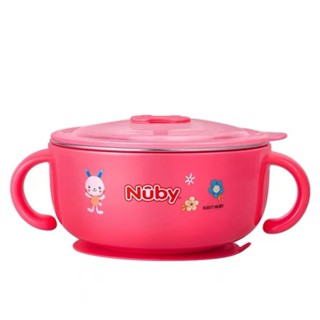 Nuby/努比寶寶注水保溫碗嬰兒輔食碗帶吸盤不鏽鋼吃飯碗餐具兒童CC250420