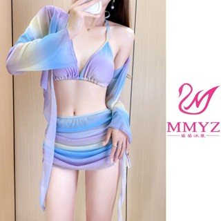 精品泳衣🔥比基尼Bikini長袖罩衫裙款遊泳衣女分體三件套性感度假溫泉泳裝女