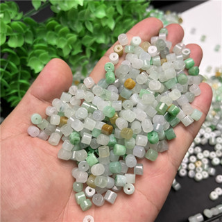 宏雲Hongyun-jf-(1pcs)- DIY散珠新品緬甸天然翡翠A貨短桶珠三彩冰種短桶珠編織飾品配件