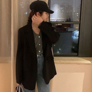 韓版西裝外套 休閒西裝外套女 2021秋冬 寬鬆 單排口女生西裝外套 風衣外套 女裝 上衣️‍️