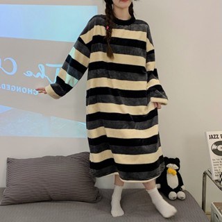 時尚甜美韓國睡衣連身睡衣女大碼日系可愛冬季珊瑚絨睡裙女秋冬長款甜美浴袍法蘭絨睡衣冬加厚加絨睡袍