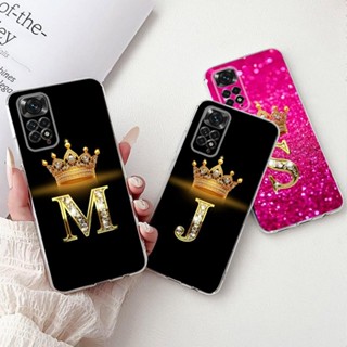 XIAOMI REDMI 適用於小米紅米 Note 11 11s 4G 5G 手機殼豪華皇冠字母保護套軟矽膠透明手機殼適