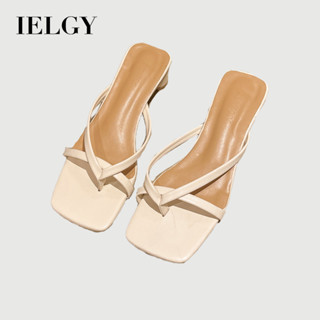 IELGY 涼拖鞋女夏季時尚新款法式粗跟人字拖