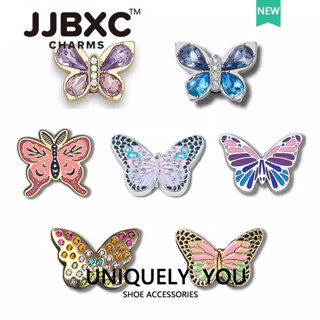 JJBXC 洞洞鞋 鞋釦 金屬鞋花 鞋配飾 鑽石蝴蝶 DIY時尚鞋附件 適用於cross鞋