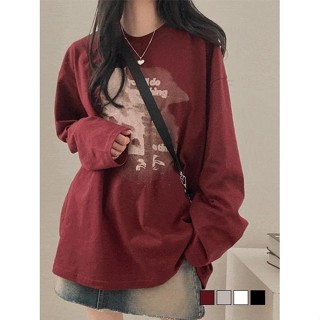 【奇奇樂百貨店】簡約文字寬鬆落肩長袖上衣 長袖上衣 T恤 女裝