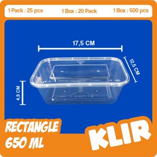 Thinwall 長方形 650ml Thinwall 塑膠飯盒 Thinwall 方形食品容器食品盒