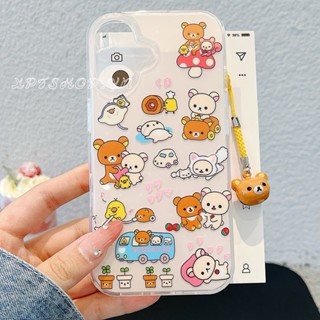 鬆弛熊鏈條亞克力手機殼適用於 iPhone 16ProMax 16Plus 15 14 13 防震保護殼