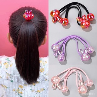 🌸臺灣熱銷🌸 【店鋪熱銷】卡通可愛風女生高彈力馬尾兔子雙頭髮飾兒童皮筋兒紮頭髮頭繩皮筋優選