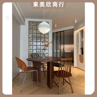 北美黑胡桃木 桌子 中古風 家用 圓形桌 餐桌 法式復古 實木 圓桌 北歐小戶型 飯桌